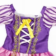 Jurebecia Girls Princess Costume, Floral Puffy Dress for Halloween Cosplay, Kids Birthday Party Dress with Accessories 6(4-5Years)