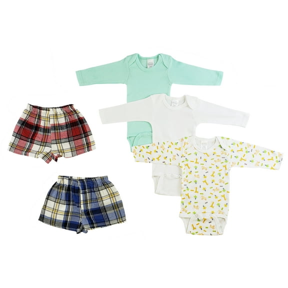 Infant Boys Long Sleeve Onezies and Boxer Shorts - Newborn