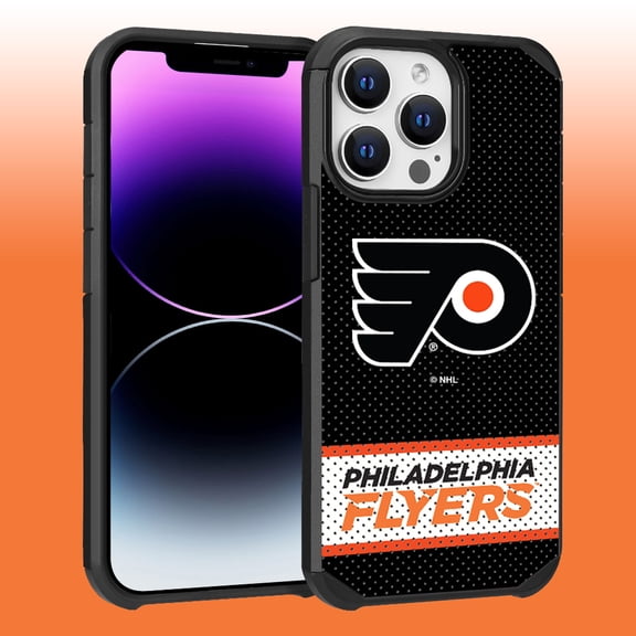 Apple iPhone 14 Pro Max (6.7) - NHL Licensed Philadelphia Flyers Team Logo on Jersey Textured Dual Layer Case
