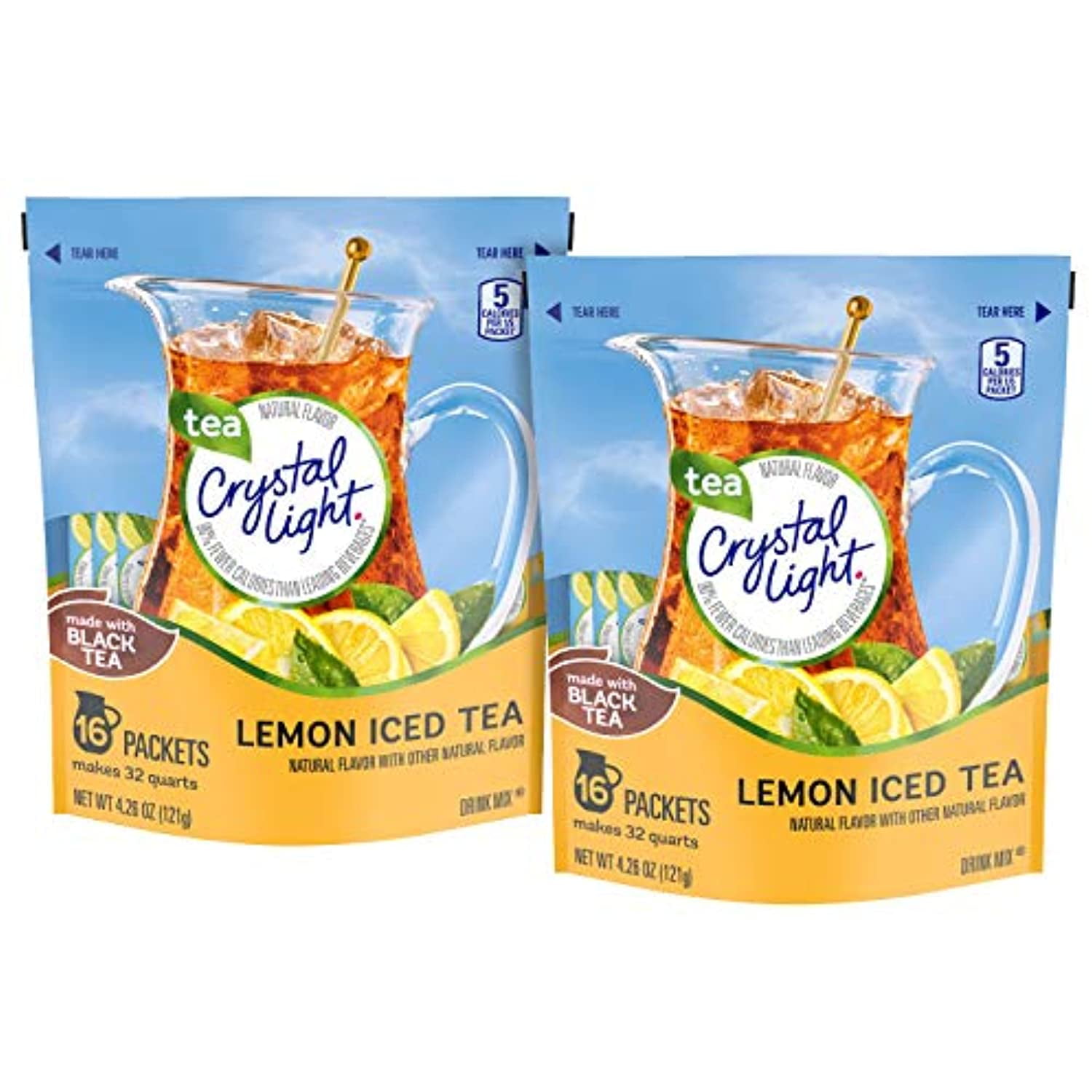 Crystal Light Iced Tea Drink Mix - Lemon - 4.26 Oz - 16 Ct - 2 Pk