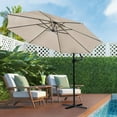 thumbnail image 2 of Sobaniilo Patio Offset Umbrella, Outdoor Cantilever Hanging Umbrella with 8 Ribs, 95% UV protection and Waterproof CanoUmbrella, Patio Sun Shade with Easy Tilt Adjustment, Khaki, 2 of 9