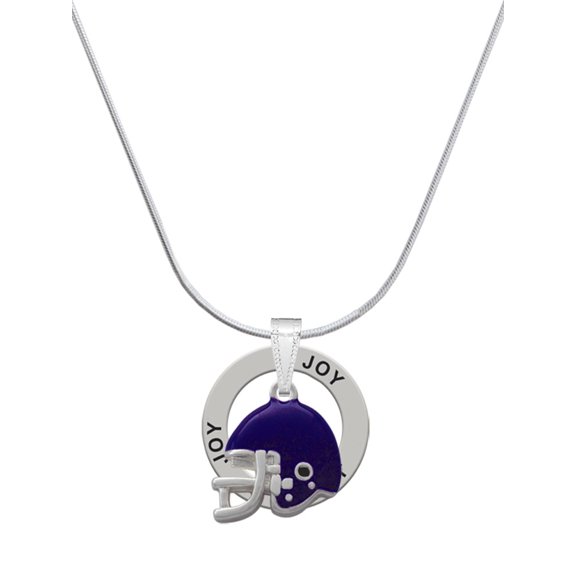 Delight Jewelry Silvertone Small Purple Football Helmet Joy Ring Charm Necklace, 18"