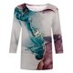 thumbnail image 4 of Fiudx Ofertas de La Semana Blusa Holgada Estampada con Cuello Redondo Retro de Manga Corta a La Moda para Mujer, Manga Tres Cuartos, 4 of 4