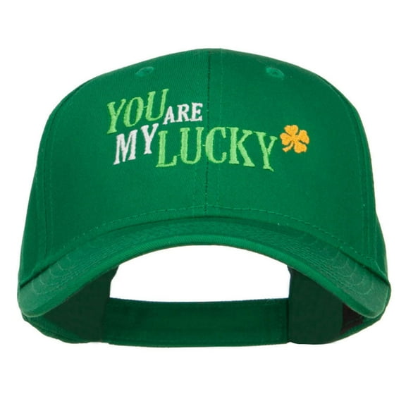 You Are My Lucky Embroidered Cotton Cap - Kelly OSFM