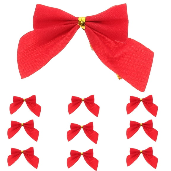 12pc Christmas Glitter Bows Christmas Ribbon Bowknot Christmas Tree Wreath Ornaments Holiday Bows for Christmas Party Decoration ( Red )