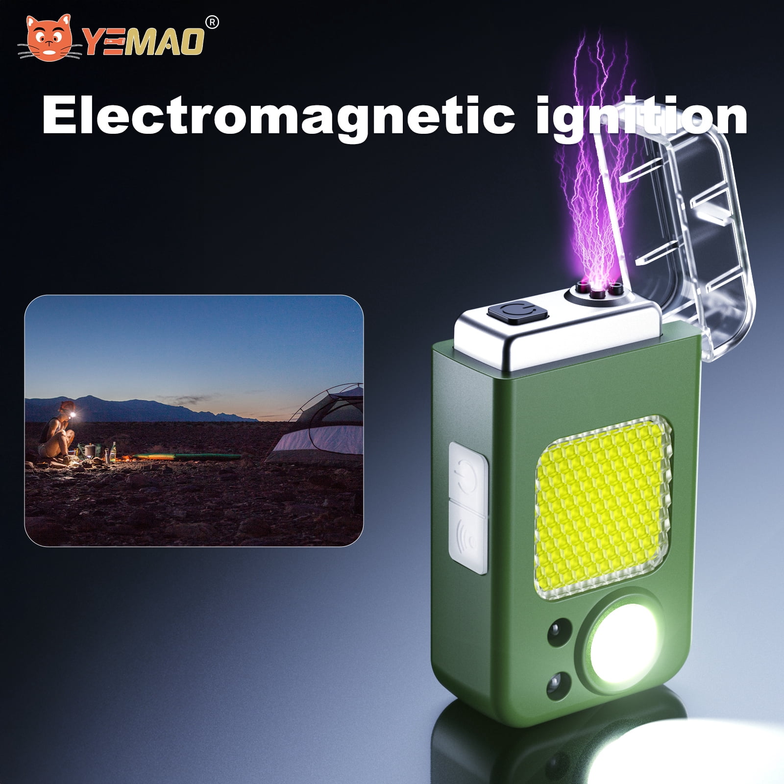 Yemao Headlamp Rechargeable, Super Bright, 6 Modes, LED, Green