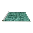 thumbnail image 2 of Ahgly Company Machine Washable Indoor Round Abstract Turquoise Blue Modern Area Rugs, 3' Round, 2 of 4