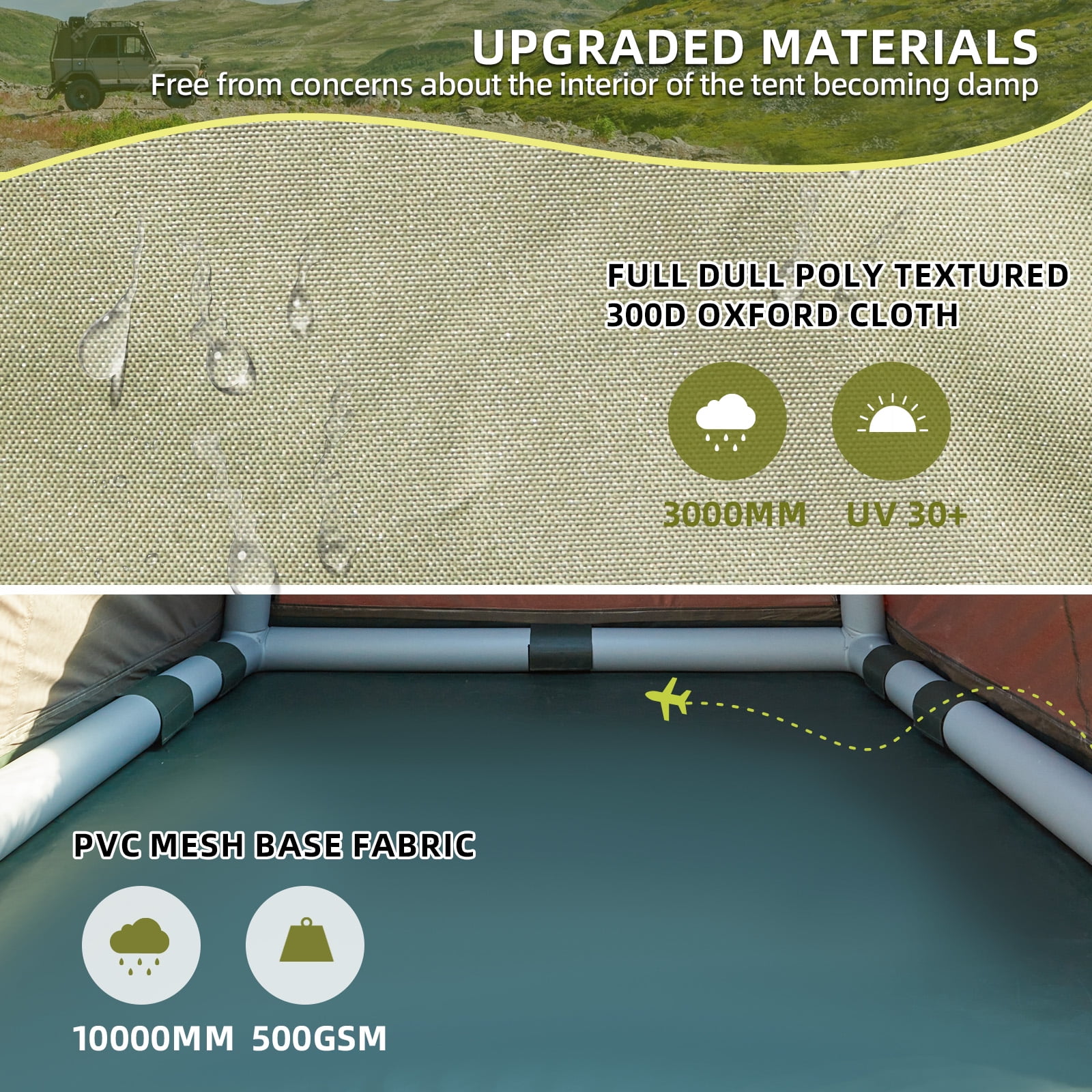 EROMMY Inflatable Rooftop Tent, Multi-Purpose Inflatable Tent with Extended Canopy and Air Cushion, Waterproof Full Dull Poly Textured Oxford, Easy Set-up SUV Tents for Camping