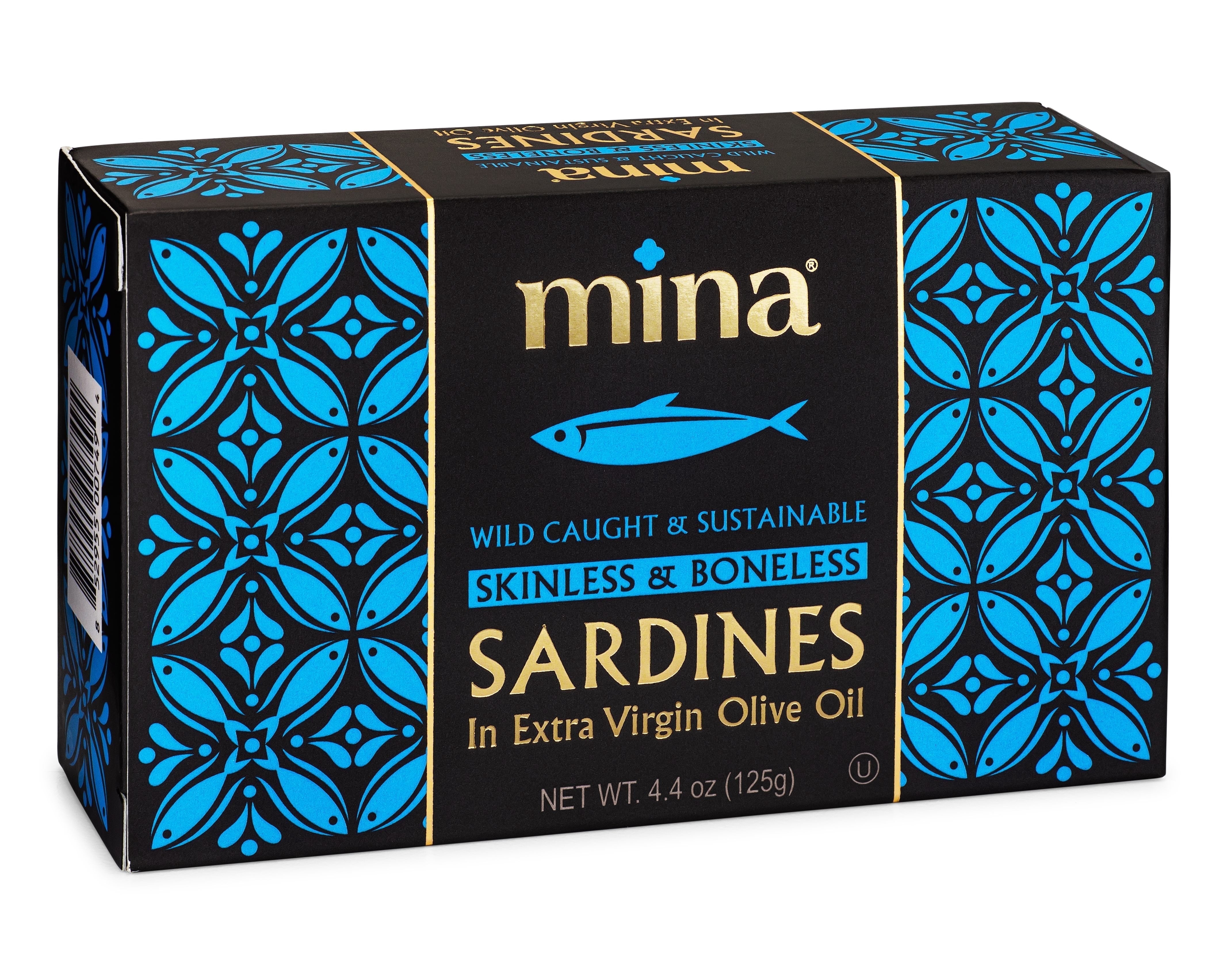 Mina Boneless Skinless Sardines in Olive Oil, 4.4 oz (12 Pack) Wild Caught, Keto, High Protein