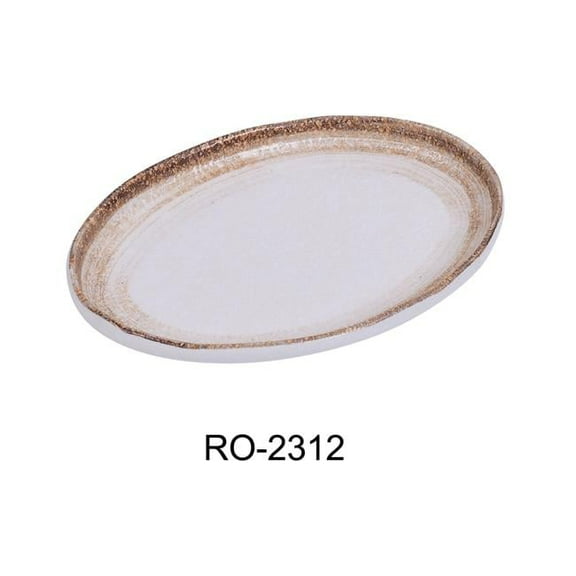 Yanco RO-2312 12 x 8.25 x 1.25 in. Rockeye-2 Porcelain Two-Tone Platter - Pack of 12