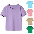thumbnail image 5 of Odeerbi 2-12 Years Toddler Kids Boys Girls Summer Cotton T-shirt Soft Comfy Short Sleeve Tops Comfortable Solid Color Shirt Pink, 5 of 5