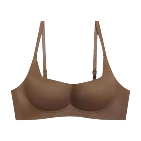 Lightly Lined Bra  Comdrip Women s Seamless Thin Small Breasts Gather and Support To Sagging Soft Support No Ring Breast Holding Bra Balconette Bra Coffee L