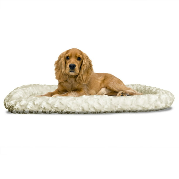 FurHaven Pet Kennel Pad Ultra Plush Bolster Pet Bed for Kennels & Crates, Latte, Medium