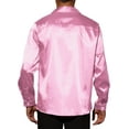 thumbnail image 3 of INSPIRE CHIC Men's Prom Satin Long Sleeves Button Down Slim Fit Formal Party Shirts Pink S, 3 of 6