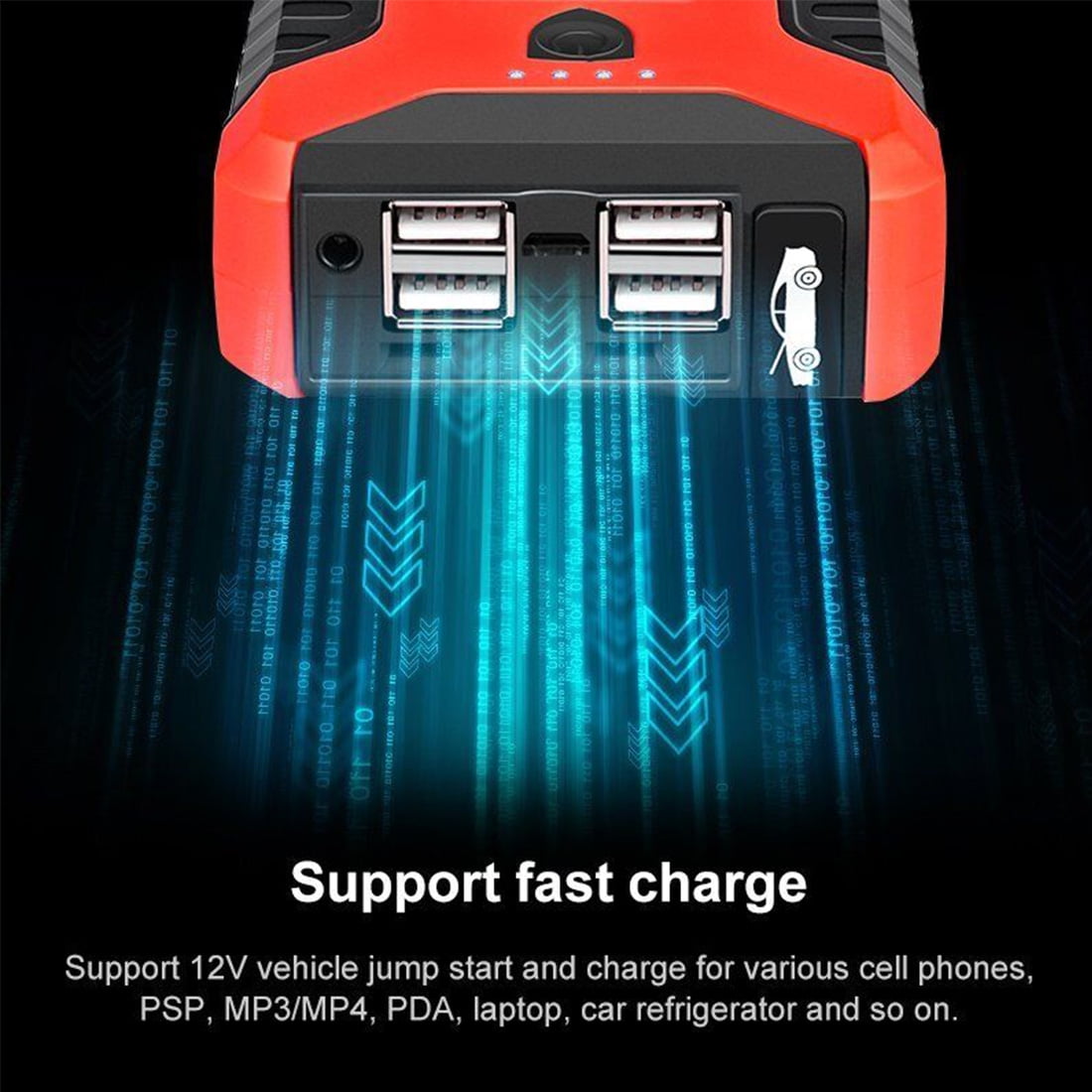 Car Jump Starter,Battery Jump Starter with USB Quick Charge(for All Gas or Diesel Engine) Charger Booster Powerbank Car, Portable Power Bank Charger with Built-in LED Bright Light