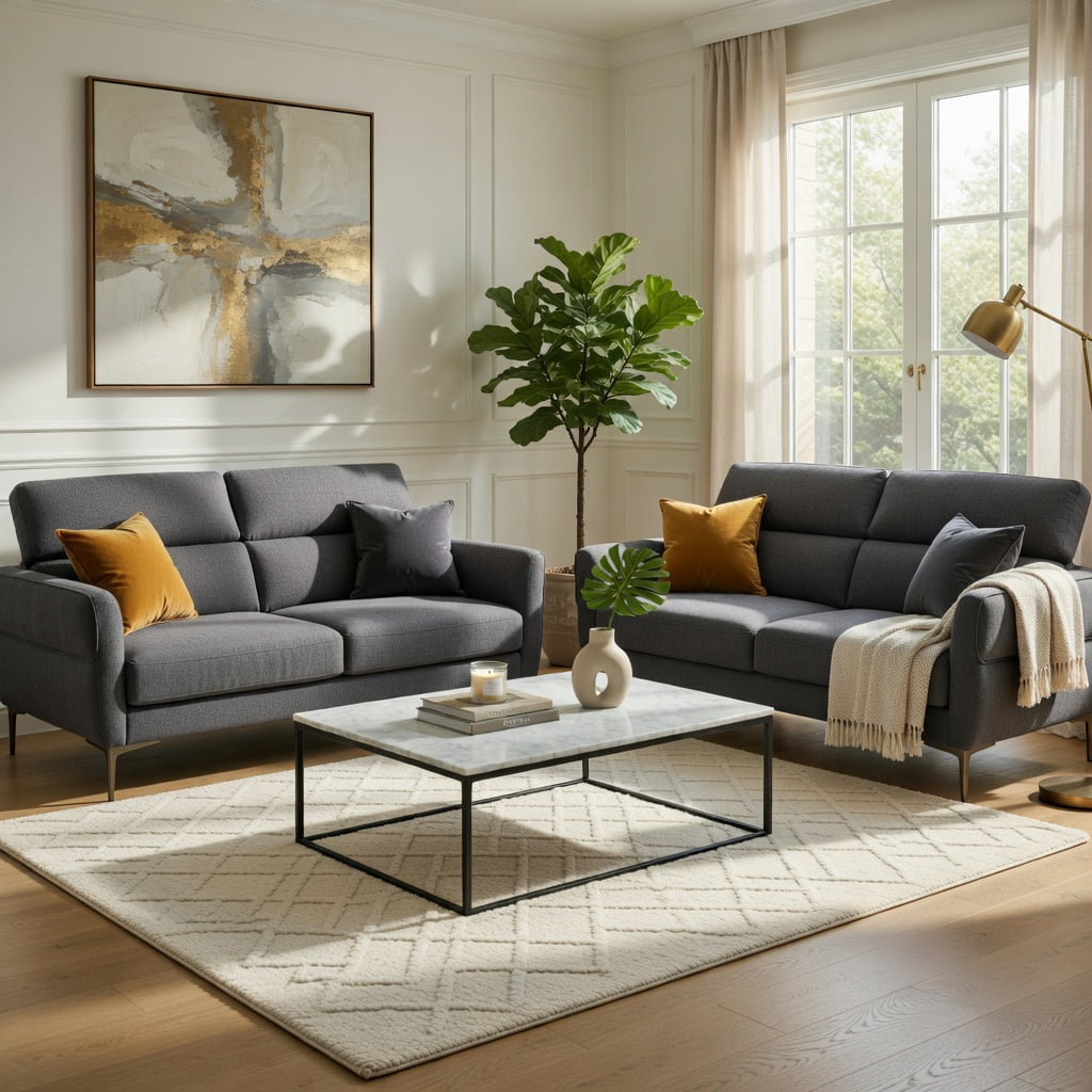 Hommoo 72.5" Modern Fabric Loveseat Sofa with Adjustable Lift-Up Headrest, High-Density Foam Cushion, Compact Living Room Sofa, Gray