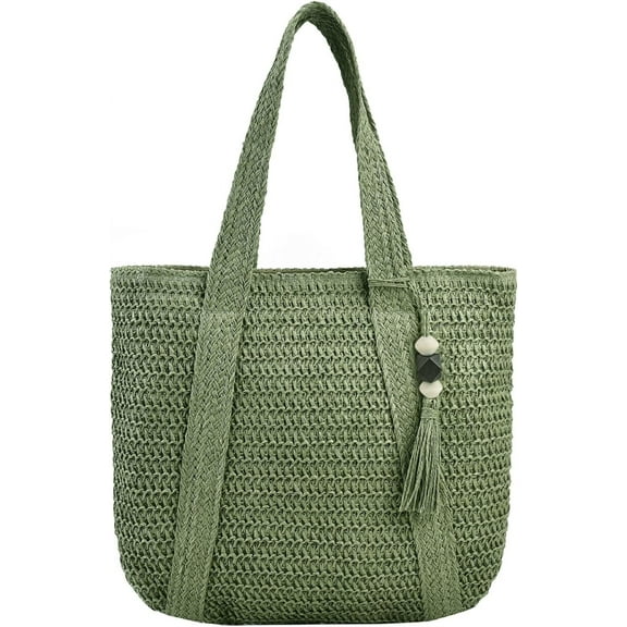 GZhLonKiMa Straw Beach Bags for Women Summer Straw Purses Woven Tote Bag with Tassels Large Shoulder Handbags for Travel
