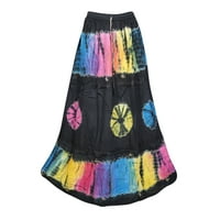 Mogul Womens Tie Dye GEORGETTE Long Skirt A-Line Floral Embroidered Ethnic Summer Style Maxi Skirts