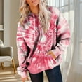 thumbnail image 4 of BiZtdJrK Womens Fall Hoodie Pullover Tie Dye Long Sleeve Casual Sweatshirts Drawstring Lightweight Loose Fit Hooded Shirts with Pocket Hot Pink XXL, 4 of 8
