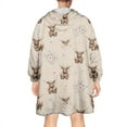 thumbnail image 2 of Beige Highland Cow Flower Pattern Wearable Oversized Blanket,Wearable Blanket Hoodie for Adults,Cozy Hooded Blankets with Super Pockets,Super Warm Fuzzy Pullover for Women & Men, 2 of 6