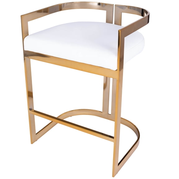 Butler Specialty Clarence Faux Leather Counter Stool In Gold And White