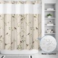 thumbnail image 2 of No Hook Shower Curtain, Sparrow Shower Curtains for Bathroom with See Through Top Window, Spring Birds on The Branches Retro Country Beige Waterproof & Washable Bath Curtain Long 72"x78", 2 of 9