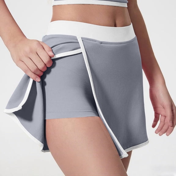 YueHuiYing Women's Athletic Shorts (Side Slit with Lining) — Running and Training Shorts Available in Multiple Colors Gray XL