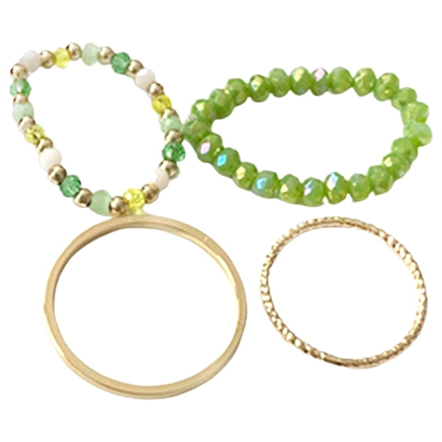 Bangcool Bead Rings Simple Stacking 4PCS Fashion Bohemian Rings Knuckle Rings for Ladies