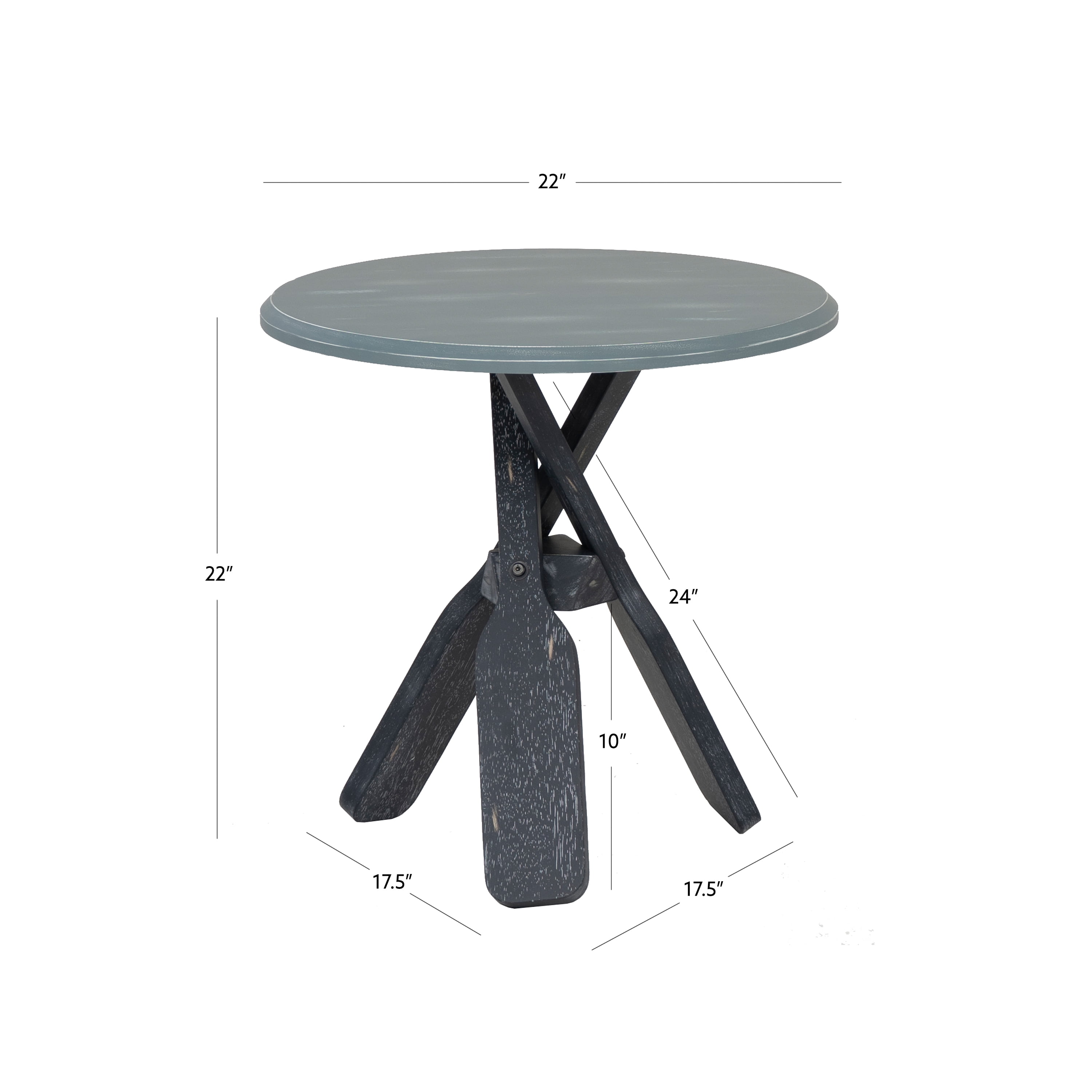 Powell Oreana Coastal Round Indoor Accent Side Table, 22" Tall, Blue/Gray