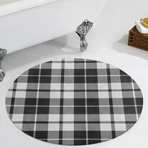 Plaid Pattern Black And White Plaid Round Carpet Circle Rug Outdoor Patio Area Rug Washable Large Area Rugs Hallway Room Decor Fitness Mats