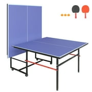 KL KLB Sport 8ft Midsize Table Tennis Table Outdoor Indoor, Foldable & Portable Ping Pong Table Set with Net, 2 Table Tennis Paddles and 3 Balls
