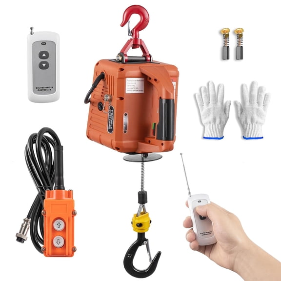 Mstge 1100lbs Electric Hoist Winch, 3 in 1 Portable Electric Winch 1500W, Electric Hoist with Remote Control 25ft Lifting Height for Lifting Towing 110V