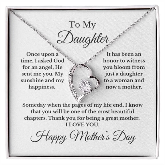 To My Daughter From Mom Dad Mother'S Day Love Necklace, A Meaningful Necklace Perfect For Anniversaries, Birthdays, Valentine V7072, White Forever Love Necklace