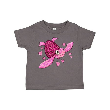 

Inktastic Valentine s Day Cute Pink Sea Turtle with Hearts Gift Toddler Boy or Toddler Girl T-Shirt