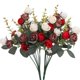 thumbnail image 1 of Paquete de 2 7 ramas, 21 cabezas, flores artificiales de seda, hojas, rosas, ramo de decoración Floral para boda, 1 of 4