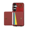 thumbnail image 2 of Wallet Case for Samsung Galaxy A13 5G, with Wrist Strap 360 Rotating Finger Ring Flip Zipper PU Leather Stand Card Slots Shockproof Drop Protective Phone Cover Girls Women Magnetic Buckle, Red, 2 of 7