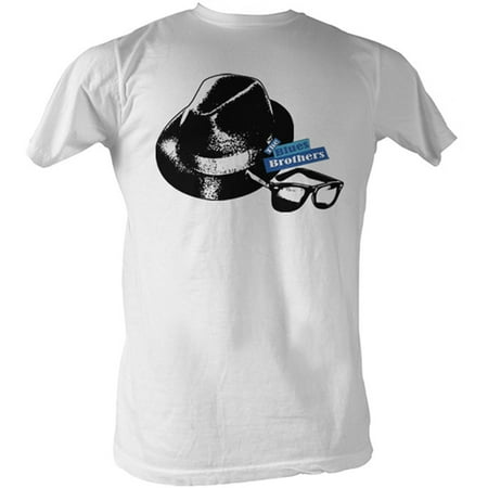 Blues Brothers Men's  Hat And Glasses T-shirt White