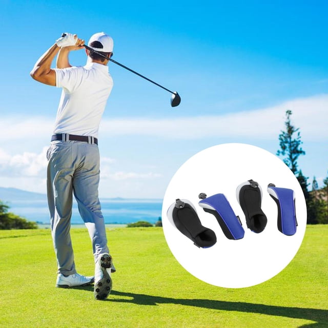 4 piezas de malla de golf para cabeza con cubierta de número, cubierta de cabeza, luz de utilidad multicolor Azul Cola Casco de palo de golf