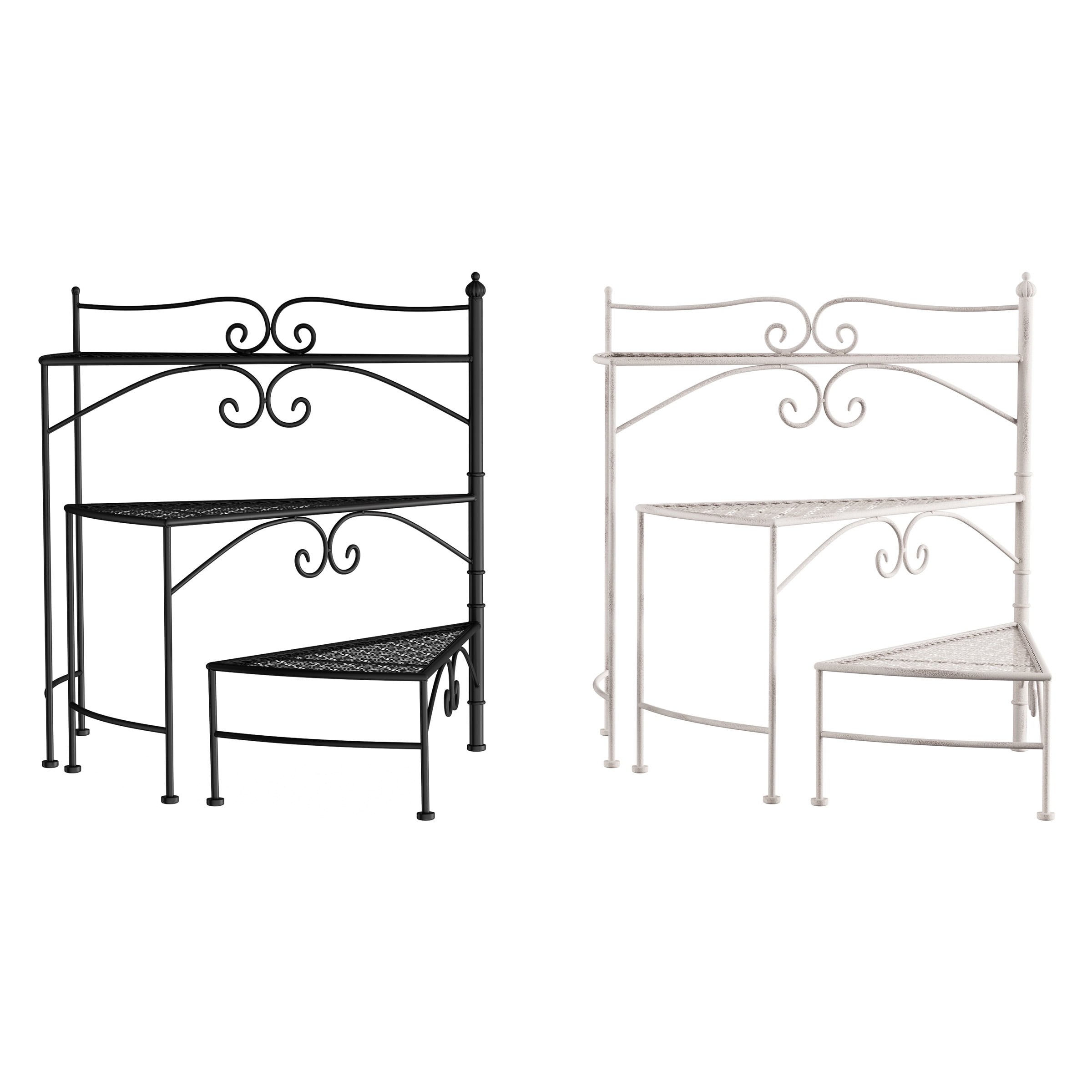 Plant Stand  3-Tier Indoor or Outdoor Folding Spiral Stairs Wrought Iron Metal Home and Garden Display with Staggered Shelves by Pure Garden (Black)