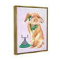 thumbnail image 4 of Stupell Industries Fluffy Bunny Rabbit Talking Green Rotary Phone Graphic Art Metallic Gold Floating Framed Canvas Print Wall Art, Design by Amelie Legault, 4 of 5