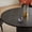 Black Table+white-black Chairs, variant on 7-Piece Round Dining Table Set, 46.46" Modern Farmhouse Wood Top with Gold Roman Column Pedestal Base and 6 Velvet Nailhead Chairs with Ring Pull for Kitchen,Dining Room,Black