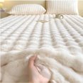 thumbnail image 4 of Hiroekza Premium Rabbit Plush Velvet Queen Size Fitted Bed Sheet - Winter Warmth, 360° Wrap, Double-Sided Edging (180x200cm) White, 4 of 5