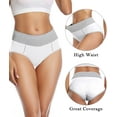 thumbnail image 2 of YAZI Women's Cotton Underwear High Waist Stretch Briefs Soft Underpants Ladies Full Coverage Panties 5 Pack, 2 of 10