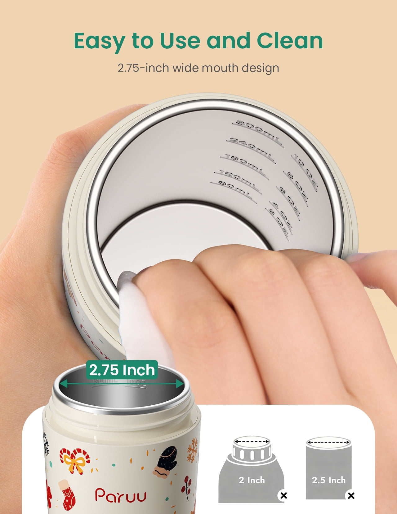 Paruu Portable Bottle Warmer for Travel, Easy-Clean Wide Mouth, Portable Milk Warmer with Fast Heating, 7-Temp Control,12oz