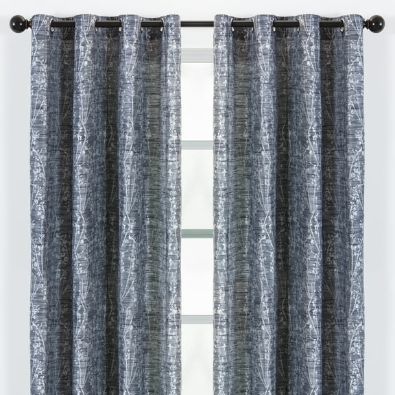 Chanasya 2-Panel Floral Jacquard Textured Dark Blue Curtains with Grommets for Windows Living Room Bedroom Office - Partial Room Darkening Drapes for Privacy and Decor - 52 x 84 Inch Long - Dark Blue
