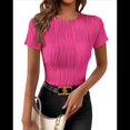 thumbnail image 4 of Camiseta de Verano de Corta con Cuello Redondo para Mujer, Color Rojo Rosa, Talla M, 4 of 10
