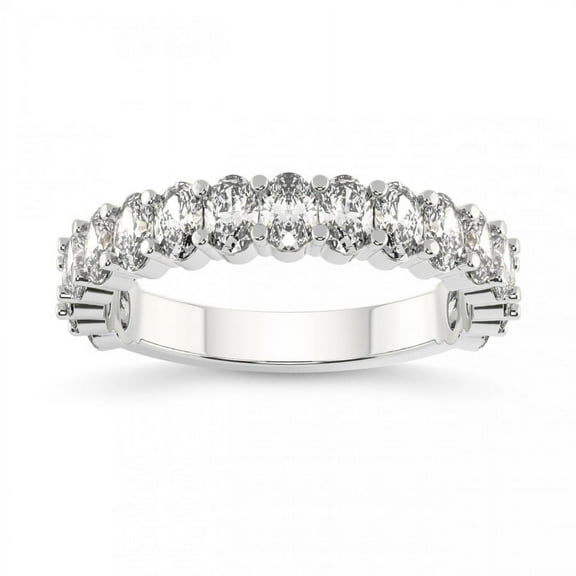 Alor Jewelry 3.4 Ct Oval Cut Moissanite Engagement Ring - 14K White Gold Plated Ring - Stunning Eternity Design for Women - Perfect Proposal Ring - Unique Gift for Her - Elegant Wedding Ring