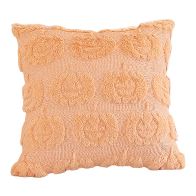 Funda de cojín Halloween Plu Sh 3D con bordado de calabaza, suave franela para sofá, decoración de fiesta (45 x 45 cm/40 x 40 cm, 5 colores)