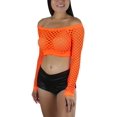 thumbnail image 3 of ToBeInStyle Women Stretch Fishnet Long Sleeve Rave See-Through Novelty Crop Top, 3 of 5