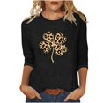 thumbnail image 2 of St. Patrick's Day Shirt for Women Leopard Print Clover Graphic T-Shirt 3/4 Sleeve Crewneck Trendy Fashion Festival Apparel Shamrock Gift, 2 of 4